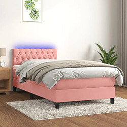 Sommier à lattes et LED,Cadre à lattes de lit avec matelas pour Adulte Rose 100x200 cm -MN42274