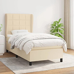 Maison Chic Lit adulte- Lit + matelas,Sommier à lattes de lit et matelas Crème 90x190 cm Tissu -GKD53711