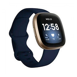 Fitbit Versa 3 Aluminium Doré avec Bracelet Bleu Nuit (Midnight)