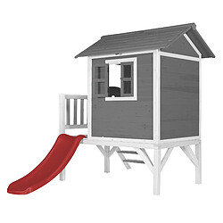 Avis AXI Maison Enfant Beach Lodge XL en Gris avec Toboggan en Rouge | Maison de Jeux en Bois FFC pour Les Enfants | Maisonnette / Cabane de Jeu pour Le Jardin