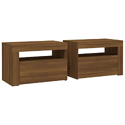 Avis Maison Chic Lot de 2 Tables de chevet,Table de nuit,Table d'appoint pour salon avec LED chêne marron 60x35x40 cm -MN62347