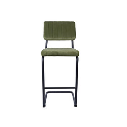 Toilinux Lot de 2 Tabourets de bar cantilevers design effet velours Keen - Vert