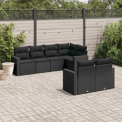 Maison Chic Salon de jardin 7 pcs avec coussins | Ensemble de Table et chaises | Mobilier d'Extérieur noir résine tressée -GKD68881