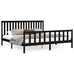 Maison Chic Lit adulte - Cadre de lit et tête de lit,Structure du lit Contemporain pour chambre noir 200x200 cm bois de pin massif -MN47320