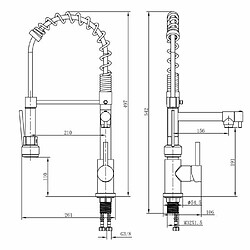 Robinet de cuisine - Mitigeur évier - Noir/Chrome - Rotatif 360° - 2 jets - OCEANIC - Avec douchette extractible pas cher