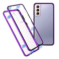 Coque en métal Cadre d'installation de serrure magnétique violet pour votre Samsung Galaxy S21+ 5G