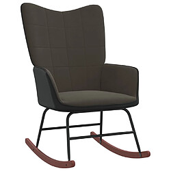 Maison Chic Chaise à bascule avec repose-pied | Fauteuil Relax Gris foncé Velours et PVC -GKD45053 pas cher