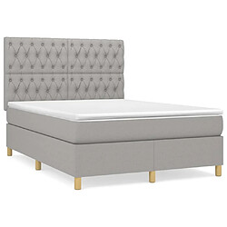 Maison Chic Lit Adulte - Lit simple Lit à sommier tapissier avec matelas moelleux - Meuble de Chambre - Gris clair 140x200cm Tissu -MN47718