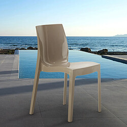 Chaise Salle à Manger bar Ice Grand Soleil en polypropylène empilable, Couleur: Beige