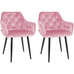 Decoshop26 Set de 2 chaises de salle à manger design moderne couture capitonné assise en velours rose 10_0001634