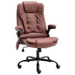 Helloshop26 Chaise fauteuil siège de bureau informatique étude de massage clair similicuir daim brun 02_0024012