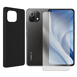 Visiodirect Coque de protection souple silicone Noir + Lot de 2 verre trempé pour Xiaomi 11 Lite 4G 6.55" M2101K9AG