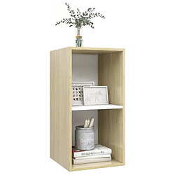 Avis Maison Chic Meuble TV scandinave mural Banc TV suspendu pour salon - Chêne sonoma et blanc 37x37x72 cm Aggloméré -MN16046