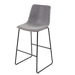 Mendler HWC-E54 - Tabouret de bar vintage similicuir gris