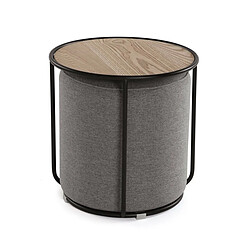 Table d'appoint Versa Gris 44 x 44 x 44 cm Pouf 2 Pièces