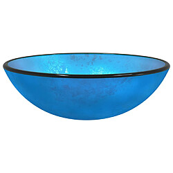 vidaXL Lavabo Verre trempé 42x14 cm Bleu