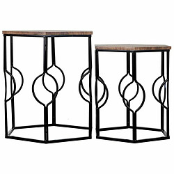 Jeu de 2 tables Alexandra House Living Marron Noir Fer Bois MDF 39 x 57 x 39 cm