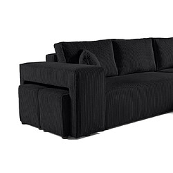 Bestmobilier Topaze - canapé d'angle réversible 4 places - convertible avec coffre, tablette et poufs - en velours côtelé pas cher