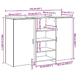 vidaXL Bureau réception chêne sonoma 155x50x103,5 cm bois d'ingénierie pas cher