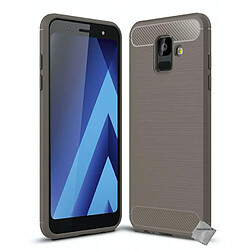 Htdmobiles Coque silicone gel carbone pour Samsung Galaxy A6 (2018) + film ecran - GRIS