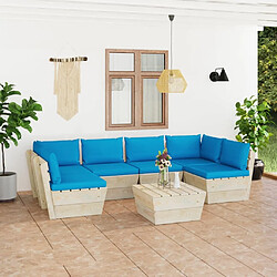 Maison Chic Salon de jardin palette 7 pcs avec coussins - Table et chaises d'extérieur - Mobilier/Meubles de jardin Moderne épicéa imprégné -MN65152