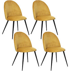 Toilinux Lot de 4 Chaises Slano - Jaune ocre