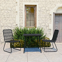 Ensemble salle à manger de jardin 3 pcs,Table et chaise à dîner d'extérieur Résine tressée et verre -MN93271