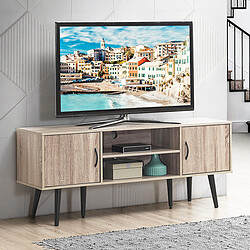 Helloshop26 Meuble tv 147 x 39,5 x 62 cm console multimédia avec 2 armoires de rangement, 2 etagères ouverte pour tv jusqu'à 65 pouces 20_0008878