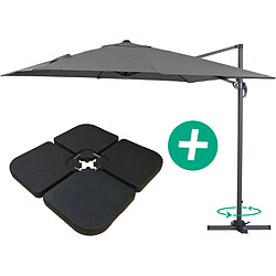 Habitat Et Jardin Parasol jardin déporté Alu Sun 3 - Carré - 3 x 3 m - Gris - Dalles incluses