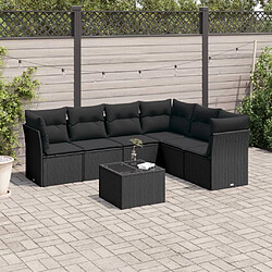 Maison Chic Salon de jardin 7 pcs avec coussins | Ensemble de Table et chaises | Mobilier d'Extérieur noir résine tressée -GKD52088