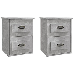 Maison Chic Lot de 2 Tables de Chevet murales - Tables de Nuit gris béton 41,5x36x53 cm