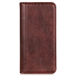 Etui en PU texture litchi, fermeture magnétique avec support, marron pour votre Nokia G11/G21