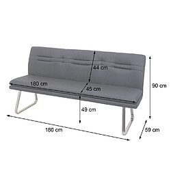 Decoshop26 Ensemble de salle à manger 4x chaise de salle à manger et 1x banc en tissu gris foncé et acier inoxydable brossé 04_0006739