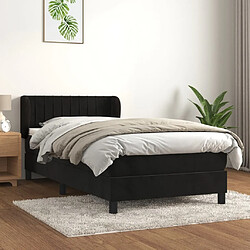 Maison Chic Structures de lit + matelas,Lit à sommier tapissier avec matelas Noir 90x190 cm Velours -MN13046