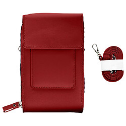 Avizar Pochette Bandoulière Smartphone en Simili cuir Sangle 130cm rouge