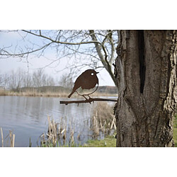 Acheter Metalbird Oiseau à planter rouge gorge en acier corten Hauteur 14cm.