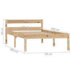 vidaXL Cadre de lit sans matelas bois de pin massif 90x200 cm pas cher