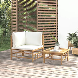 Maison Chic Salon de jardin 2 pcs avec coussins - Table et chaises d'extérieur - Mobilier/Meubles de jardin Moderne blanc crème bambou -MN78291