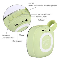 Wewoo Enceinte Bluetooth d'intérieur vert Haut-parleur stéréo design portable, avec microphone intégré, prise en charge des appels mains libres, carte TF et AUX IN, distance Bluetooth: 10 m pas cher