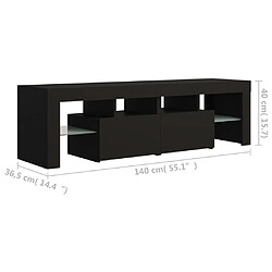 vidaXL Meuble TV avec lumières LED Noir 140x36,5x40 cm pas cher