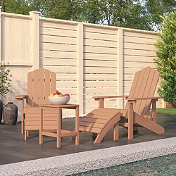 Maison Chic Chaises de jardin Adirondack,Fauteuil/Chaise d'extérieur Adirondack repose-pied et table PEHD Marron -MN21328