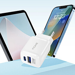 Moxie Chargeur Secteur Power Delivery 33W Ports USB + USB C Charge Rapide Blanc pas cher