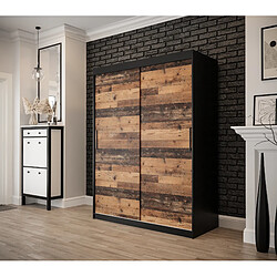 Abiks Meble Armoire Old St T à portes coulissantes 200/150/62 2 portes (noir/marron)