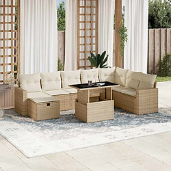 vidaXL Salon de jardin 9 pcs - Beige