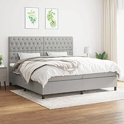 vidaXL Sommier à lattes de lit avec matelas Gris clair 200x200cm Tissu