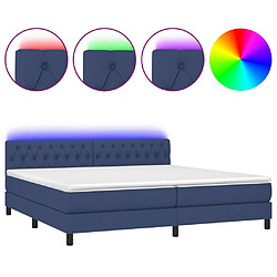 Sommier à lattes,Cadre à lattes de lit et matelas et LED pour Adulte Bleu 200x200 cm Tissu -MN23401