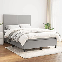 Maison Chic Lit Adulte - Lit simple Lit à sommier tapissier avec matelas moelleux - Meuble de Chambre - Gris clair 140x200cm Tissu -MN10325