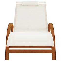 Avis Maison Chic Chaise longue avec coussin | Bain de soleil Relax | Transat blanc textilène/bois massif peuplier -GKD92986