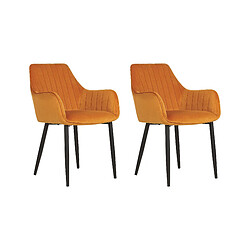 Beliani Chaise de salle à manger WELLSTON Set de 2 Velours Orange