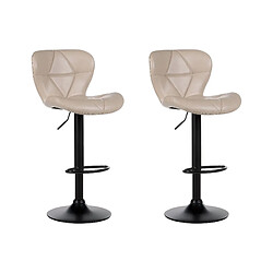 Beliani Tabouret de bar Set de 2 Cuir PU Beige clair VALETTA